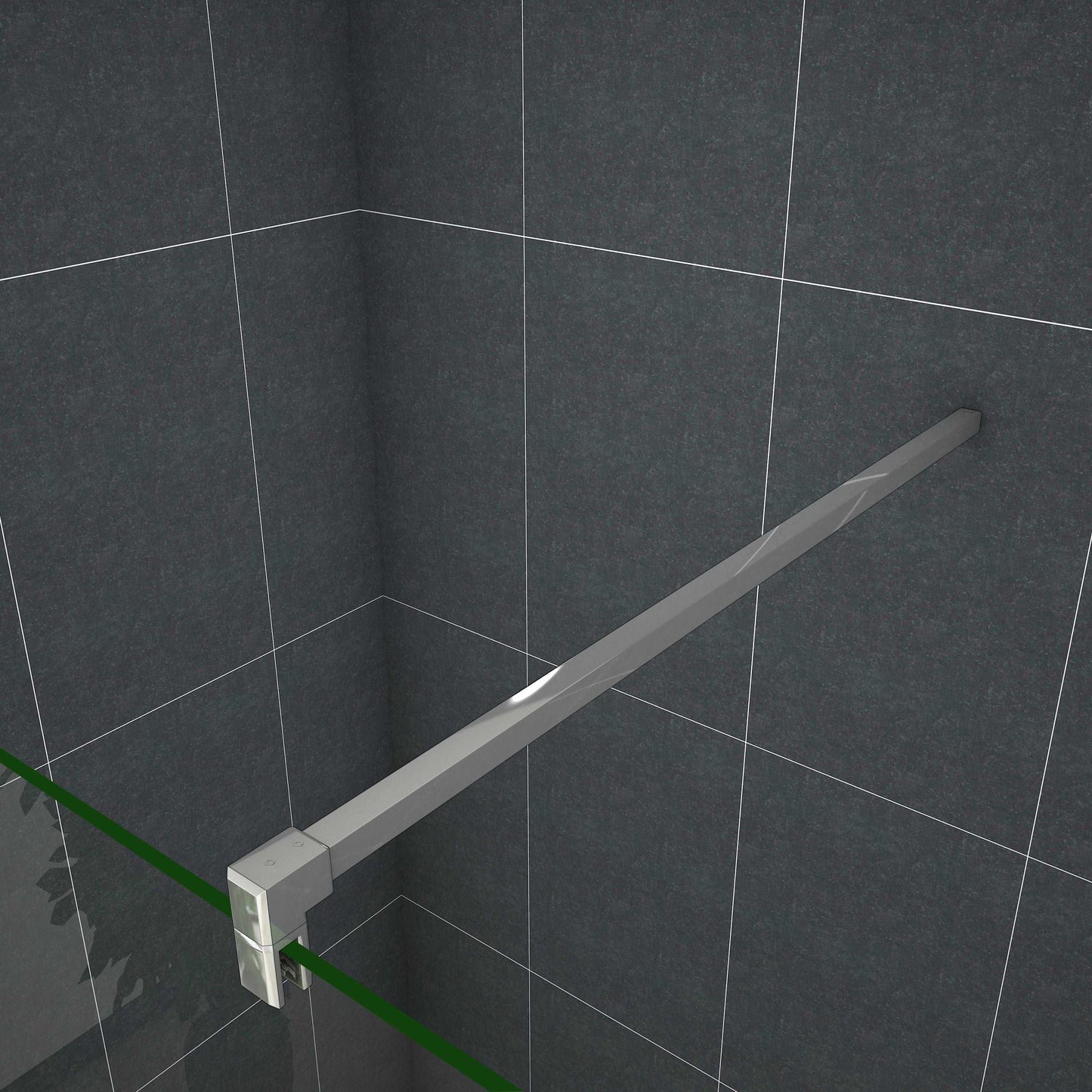 Walk-in sprchová zástěna s 10mm černým kouřovým NANO sklem a anti-explosion fólií – moderní chromový design, teleskopická vzpěra, bezpečnostní sklo, snadná údržba, rozměry 100-140 cm, výška 200 cm.