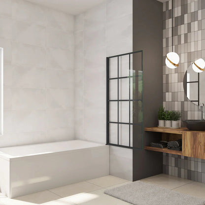 Vanová zástěna otočná černá - otevíraní směrem ven