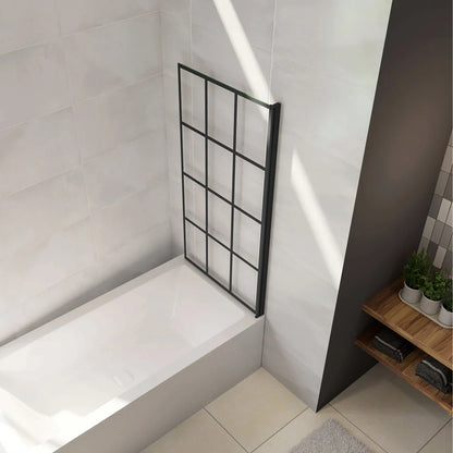 Vanová zástěna otočná černá - otevíraní dovnitř