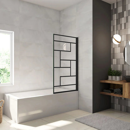 Vanová zástěna otočná černá - pohled ze předu