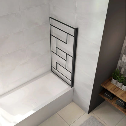 Vanová zástěna otočná černá - otevíraní směrem dovnitř