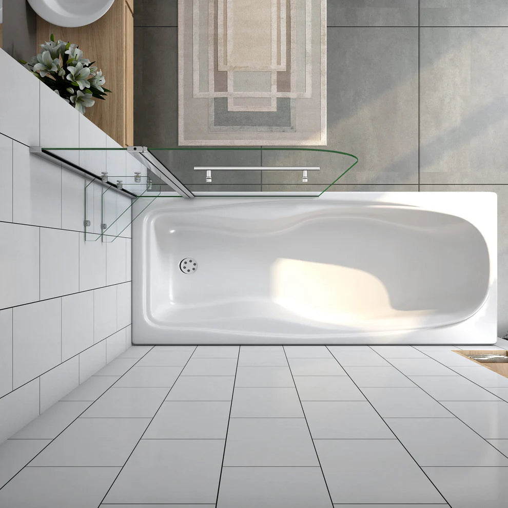 AICA Vanová zástěna otočná V2S-HBF70 | 120x140 cm s věšákem na ručník a skleněnými policemi | 6mm bezpečnostní NANO sklo EasyClean | Chromovaný design | Univerzální montáž (levá/pravá) | Včetně vzpěry a rohových polic | Moderní řešení pro malé i velké koupelny | Kvalitní koupelnový nábytek s úložným prostorem