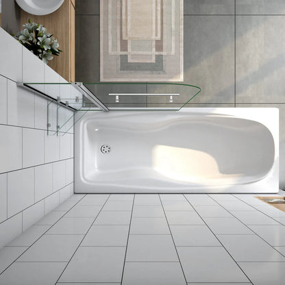 AICA Vanová zástěna otočná V2S-HBF70 | 120x140 cm s věšákem na ručník a skleněnými policemi | 6mm bezpečnostní NANO sklo EasyClean | Chromovaný design | Univerzální montáž (levá/pravá) | Včetně vzpěry a rohových polic | Moderní řešení pro malé i velké koupelny | Kvalitní koupelnový nábytek s úložným prostorem