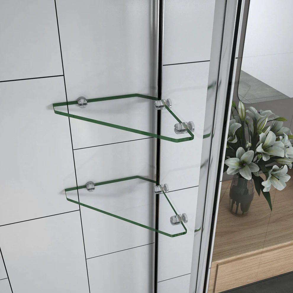 AICA Vanová zástěna otočná V2S-HBF70 | 120x140 cm s věšákem na ručník a skleněnými policemi | 6mm bezpečnostní NANO sklo EasyClean | Chromovaný design | Univerzální montáž (levá/pravá) | Včetně vzpěry a rohových polic | Moderní řešení pro malé i velké koupelny | Kvalitní koupelnový nábytek s úložným prostorem