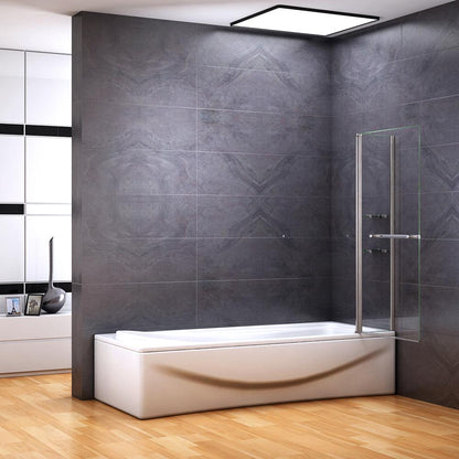 AICA vanová zástěna otočná V2S-HC | Skleněná přepážka do vany 100-120cm s věšákem na ručníky | 6mm NANO bezpečnostní sklo EasyClean | Chromová otočná zástěna s úložnými poličkami | Moderní koupelnový design | Dvoudílná sklopná zástěna 180°