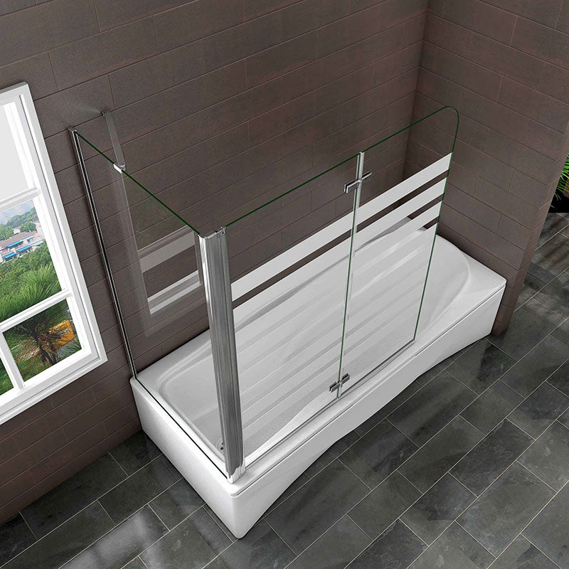 AICA vanová zástěna skládací VS2E-12YSPVS – 2-dílná NANO 6mm vzorované sklo s bočním panelem (70/75/80x140 cm), chrom, leštěný hliník. Rozměry 120x140 cm, EasyClean ESG, otočná vzpěra, levá/pravá montáž. Bezpečnostní skleněná zástěna do vany s těsněním a lištou.