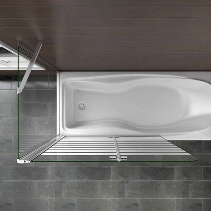 AICA vanová zástěna skládací VS2E-12YSPVS – 2-dílná NANO 6mm vzorované sklo s bočním panelem (70/75/80x140 cm), chrom, leštěný hliník. Rozměry 120x140 cm, EasyClean ESG, otočná vzpěra, levá/pravá montáž. Bezpečnostní skleněná zástěna do vany s těsněním a lištou.