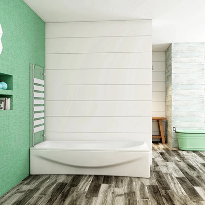 AICA Vanová zástěna skládací VS2E-12Y, 120x140cm, 2-dílná sprchová zástěna s 6mm NANO vzorovaným sklem a chromovaným hliníkovým profilem. Levá nebo pravá montáž, bezpečnostní sklo EasyClean, moderní koupelnová zástěna s lištou a těsněním.