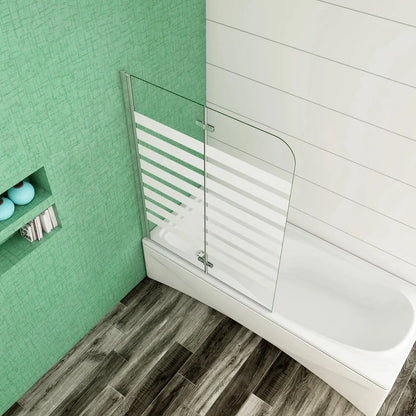 AICA Vanová zástěna skládací VS2E-12Y, 120x140cm, 2-dílná sprchová zástěna s 6mm NANO vzorovaným sklem a chromovaným hliníkovým profilem. Levá nebo pravá montáž, bezpečnostní sklo EasyClean, moderní koupelnová zástěna s lištou a těsněním.