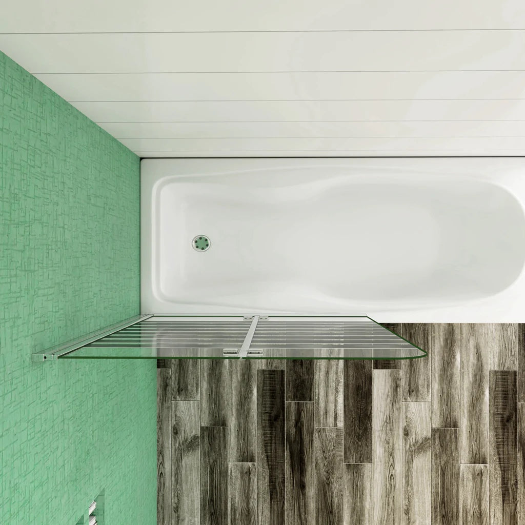 AICA Vanová zástěna skládací VS2E-12Y, 120x140cm, 2-dílná sprchová zástěna s 6mm NANO vzorovaným sklem a chromovaným hliníkovým profilem. Levá nebo pravá montáž, bezpečnostní sklo EasyClean, moderní koupelnová zástěna s lištou a těsněním.