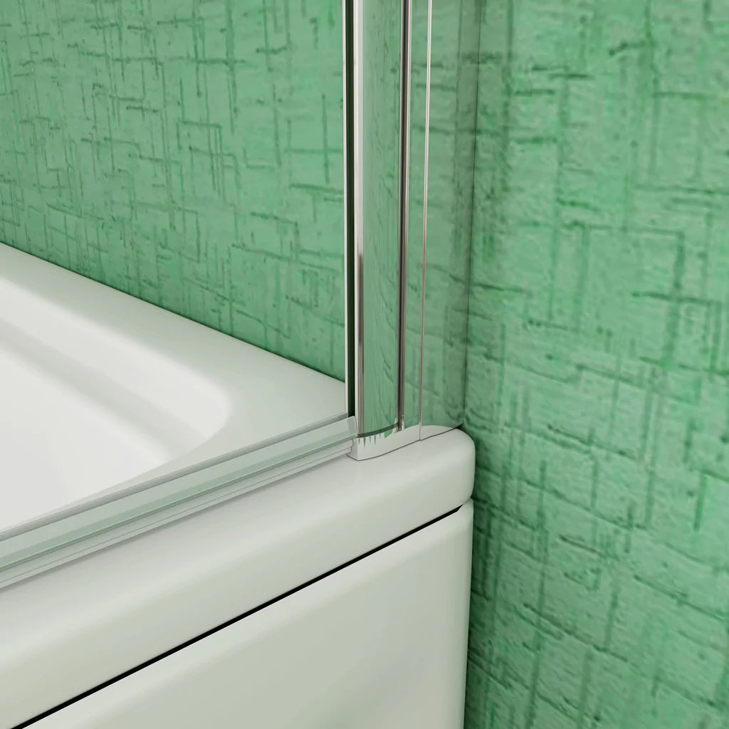 AICA Vanová zástěna skládací VS2E-12Y, 120x140cm, 2-dílná sprchová zástěna s 6mm NANO vzorovaným sklem a chromovaným hliníkovým profilem. Levá nebo pravá montáž, bezpečnostní sklo EasyClean, moderní koupelnová zástěna s lištou a těsněním.