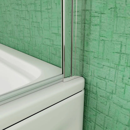 AICA Vanová zástěna skládací VS2E-12Y, 120x140cm, 2-dílná sprchová zástěna s 6mm NANO vzorovaným sklem a chromovaným hliníkovým profilem. Levá nebo pravá montáž, bezpečnostní sklo EasyClean, moderní koupelnová zástěna s lištou a těsněním.