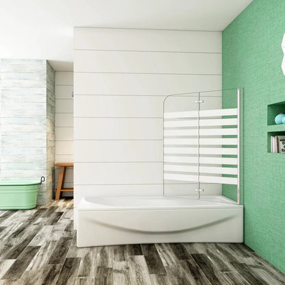 AICA Vanová zástěna skládací VS2E-12Y, 120x140cm, 2-dílná sprchová zástěna s 6mm NANO vzorovaným sklem a chromovaným hliníkovým profilem. Levá nebo pravá montáž, bezpečnostní sklo EasyClean, moderní koupelnová zástěna s lištou a těsněním.