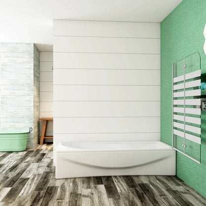 AICA Vanová zástěna skládací VS2E-12Y, 120x140cm, 2-dílná sprchová zástěna s 6mm NANO vzorovaným sklem a chromovaným hliníkovým profilem. Levá nebo pravá montáž, bezpečnostní sklo EasyClean, moderní koupelnová zástěna s lištou a těsněním.