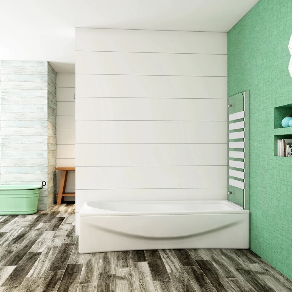 AICA Vanová zástěna skládací VS2E-12Y, 120x140cm, 2-dílná sprchová zástěna s 6mm NANO vzorovaným sklem a chromovaným hliníkovým profilem. Levá nebo pravá montáž, bezpečnostní sklo EasyClean, moderní koupelnová zástěna s lištou a těsněním.