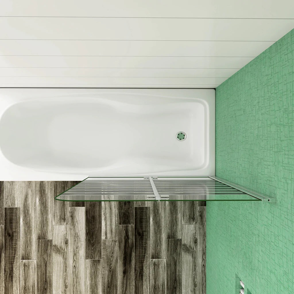 AICA Vanová zástěna skládací VS2E-12Y, 120x140cm, 2-dílná sprchová zástěna s 6mm NANO vzorovaným sklem a chromovaným hliníkovým profilem. Levá nebo pravá montáž, bezpečnostní sklo EasyClean, moderní koupelnová zástěna s lištou a těsněním.