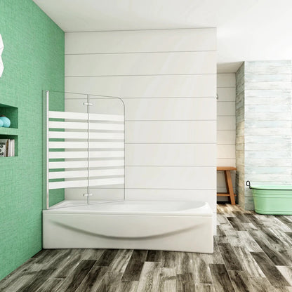 AICA Vanová zástěna skládací VS2E-12Y, 120x140cm, 2-dílná sprchová zástěna s 6mm NANO vzorovaným sklem a chromovaným hliníkovým profilem. Levá nebo pravá montáž, bezpečnostní sklo EasyClean, moderní koupelnová zástěna s lištou a těsněním.