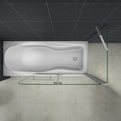 AICA Vanová zástěna skládací VS2E-HSPVS, 2-dílná (95-120cm), boční panel, NANO 6mm čiré sklo EasyClean, chrom, věšák na ručník, bezpečnostní sklo, hliníková konstrukce, moderní zástěna do vany, univerzální montáž (levá/pravá)