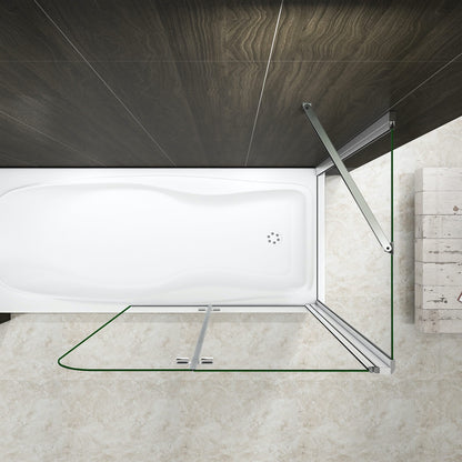 AICA vanová zástěna skládací VS2ESPVS – 2-dílná sprchová stěna s bočním panelem, 6mm NANO čiré sklo EasyClean, výška 140cm. Chromový profil, otočná vzpěra, univerzální montáž (levá/pravá). Moderní, voděodolná a snadno čistitelná zástěna do vany.