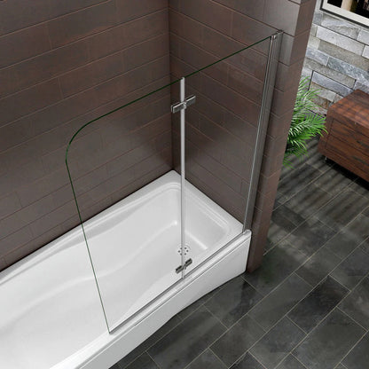 AICA Vanová zástěna skládací VS2E chrom, 6mm NANO čiré bezpečnostní sklo EasyClean, rozměry 90-120cm x 140cm, sklopná vanová zástěna dovnitř/ven, leštěný hliníkový profil proti korozi, univerzální montáž na levou/pravou stranu, dodáváno s lištou a těsněním