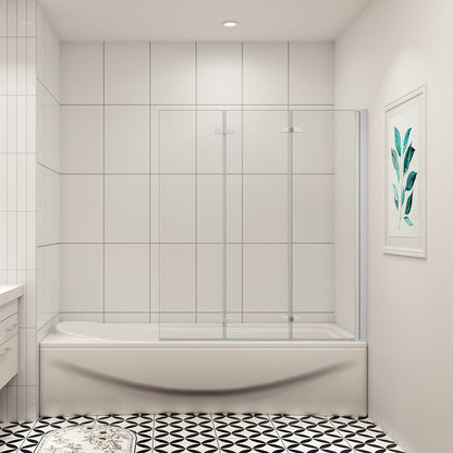 AICA Vanová zástěna skládací VS3E-13-M, 130x140 cm - 3-dílná otočná sprchová zástěna s 6mm nano bezpečnostním sklem EasyClean ESG. Matná šedá barva, montáž levá/pravá, leštěný hliníkový profil odolný proti korozi, zinkové panty pro dlouhou životnost.