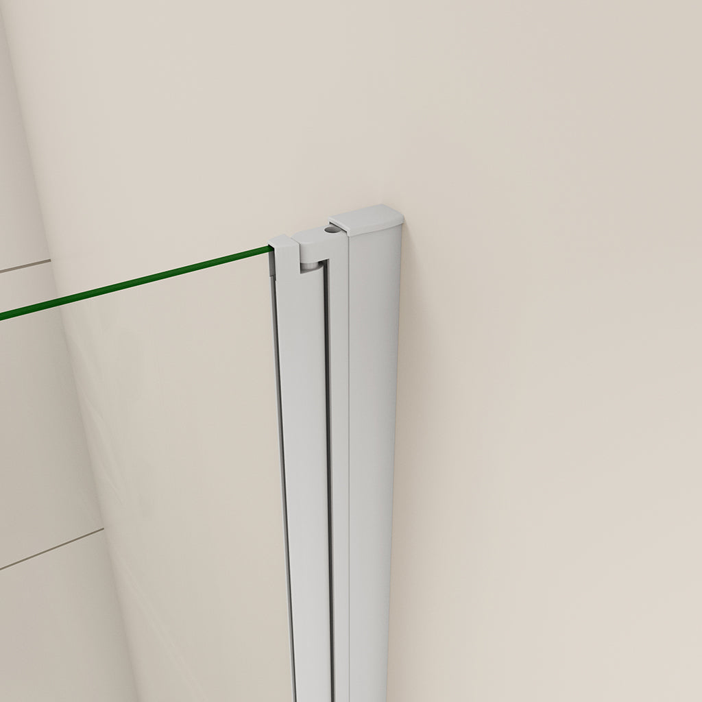 AICA Vanová zástěna skládací VS3E-13-M, 130x140 cm - 3-dílná otočná sprchová zástěna s 6mm nano bezpečnostním sklem EasyClean ESG. Matná šedá barva, montáž levá/pravá, leštěný hliníkový profil odolný proti korozi, zinkové panty pro dlouhou životnost.