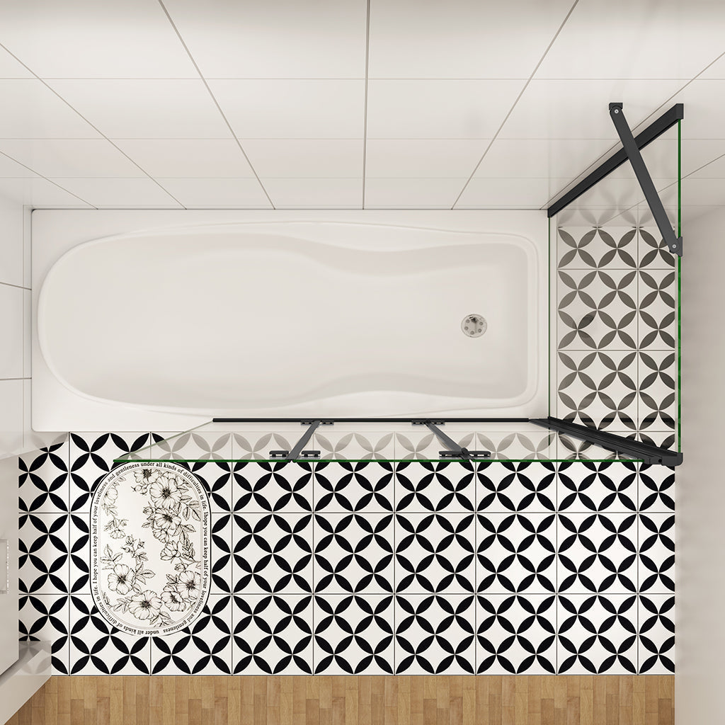 Moderní skládací vanová zástěna v černé barvě s NANO sklem EasyClean pro snadnou údržbu. 3-dílný systém s bočním panelem (možnost volby rozměrů 70/75/80 cm) zajistí dokonalou ochranu proti stříkající vodě.