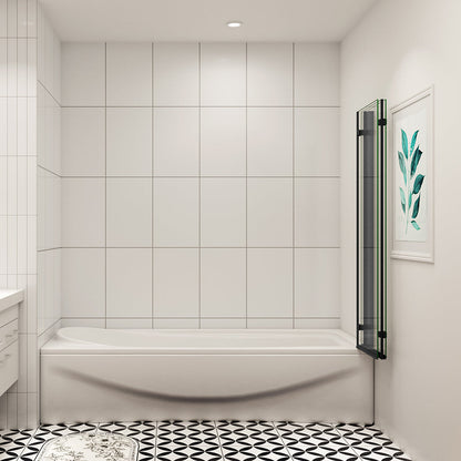 AICA vanová zástěna skládací černá – 3-dílná sprchová zástěna s 6mm NANO sklem, rozměr 130x140 cm, leštěný hliníkový rám, univerzální montáž (levá/pravá), sklopná konstrukce, těsnění proti úniku vody, moderní koupelnový doplněk