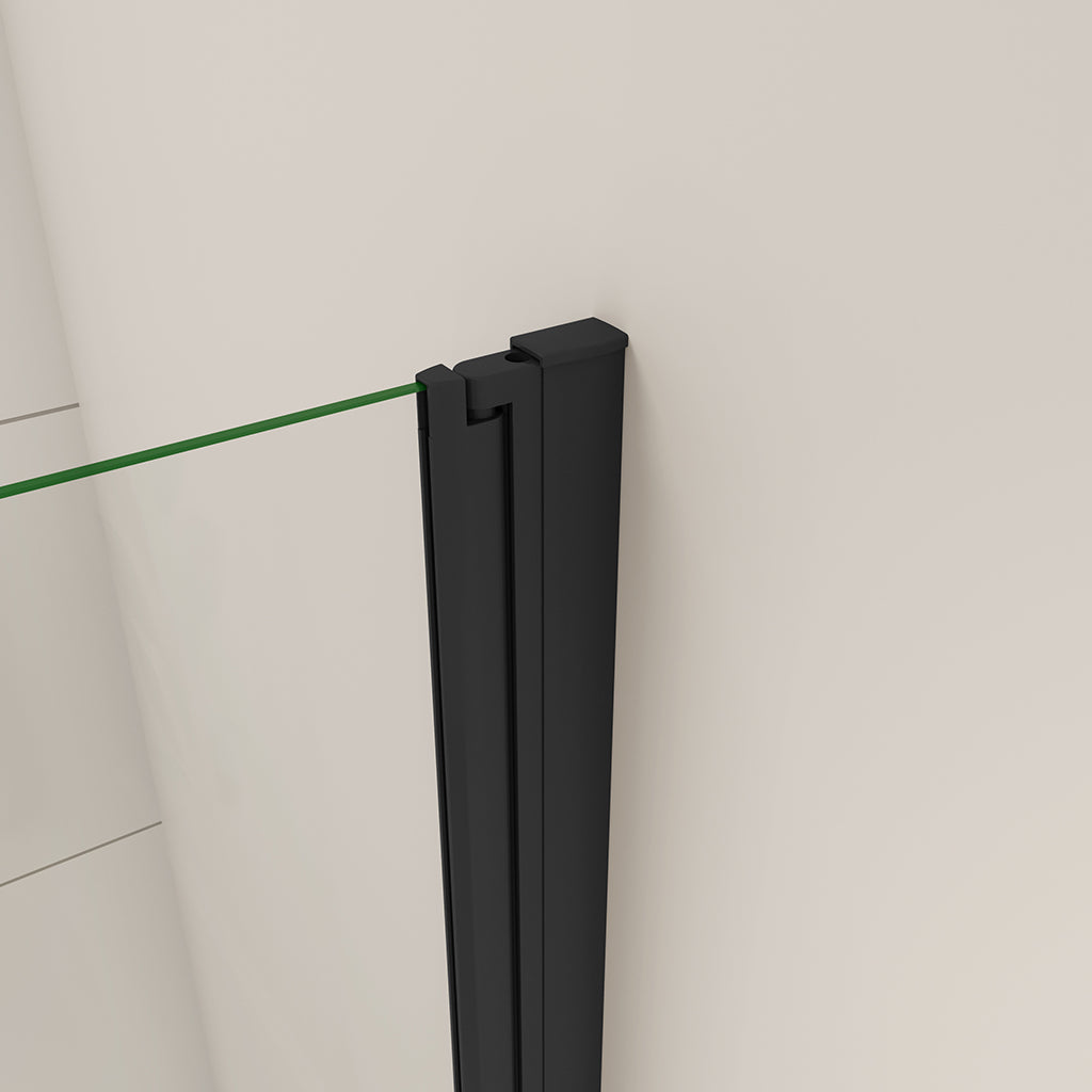 AICA vanová zástěna skládací černá – 3-dílná sprchová zástěna s 6mm NANO sklem, rozměr 130x140 cm, leštěný hliníkový rám, univerzální montáž (levá/pravá), sklopná konstrukce, těsnění proti úniku vody, moderní koupelnový doplněk