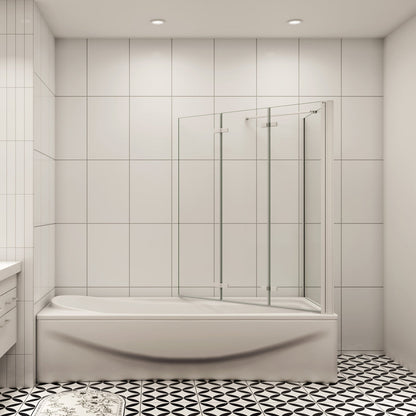 AICA vanová zástěna skládací VS3E-13MSPVS2EM, 3-dílná sprchová zástěna s bočním panelem, 6mm NANO sklo matná šedá, rozměry 130x140 cm, otočná zástěna do vany, česká kvalita, montáž vlevo i vpravo, bezpečnostní sklo EasyClean ESG