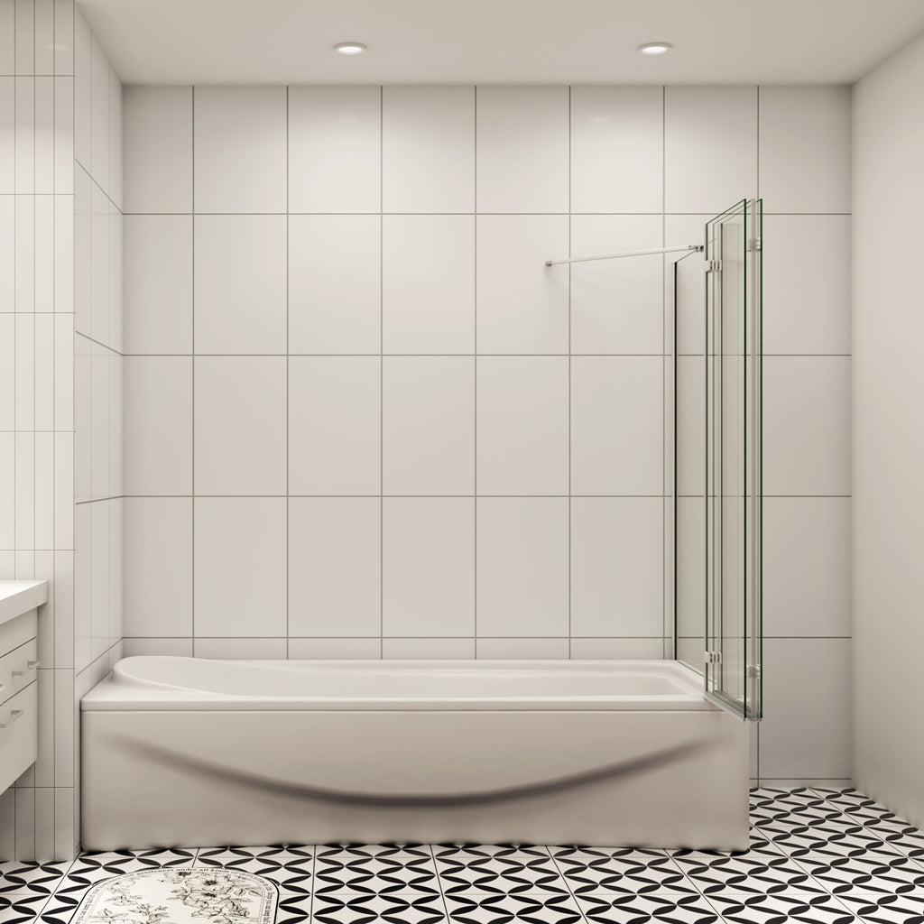 AICA vanová zástěna skládací VS3E-13MSPVS2EM, 3-dílná sprchová zástěna s bočním panelem, 6mm NANO sklo matná šedá, rozměry 130x140 cm, otočná zástěna do vany, česká kvalita, montáž vlevo i vpravo, bezpečnostní sklo EasyClean ESG