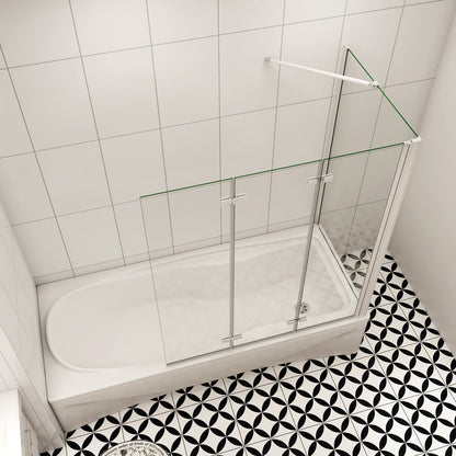 AICA vanová zástěna skládací VS3E-13MSPVS2EM, 3-dílná sprchová zástěna s bočním panelem, 6mm NANO sklo matná šedá, rozměry 130x140 cm, otočná zástěna do vany, česká kvalita, montáž vlevo i vpravo, bezpečnostní sklo EasyClean ESG