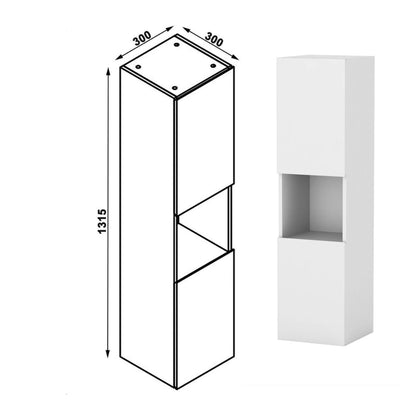 AICA vysoká koupelnová skříňka 130 cm – bílá nástěnná skříňka s Soft Close, úložný prostor do koupelny. Moderní koupelnový nábytek z MDF, skříňka na ručníky, kosmetiku a doplňky. Praktická závěsná skříňka s tichým zavíráním, levý/pravý montážní systém.